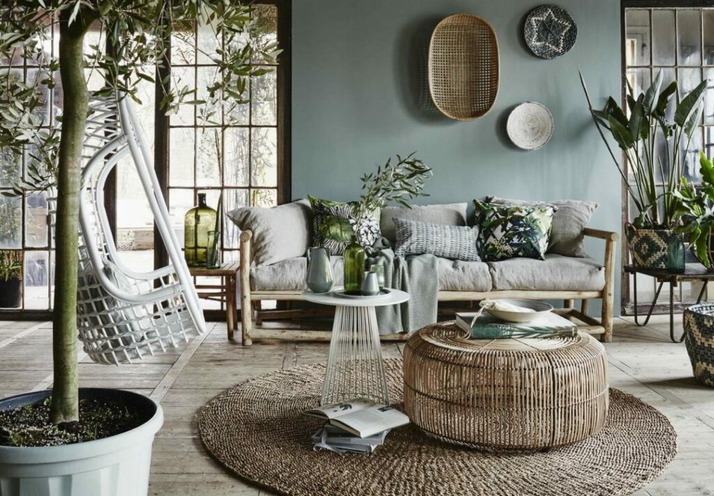 salon écologique avec des plantes